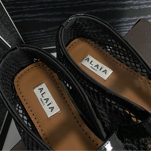 Alaia Black Mesh Flats with Buckle - Picture 3 of 5